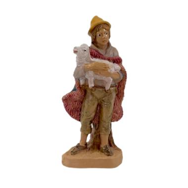 Statua cm.12 Pastore con Pecora | Rossi Rosa