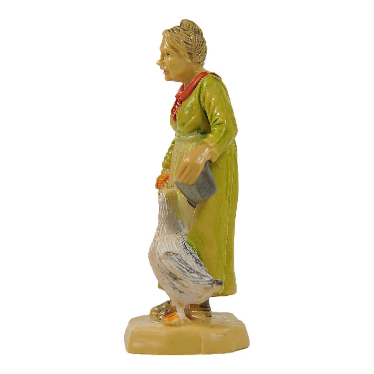 Statua cm.6 Donna con Papera | Rossi Rosa