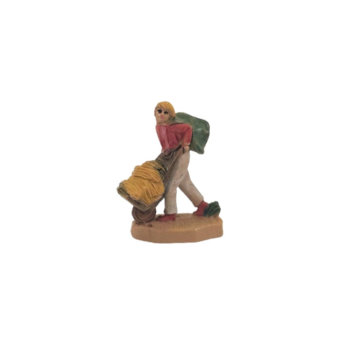 Statua cm.4 Pastore con Cariola | Rossi Rosa