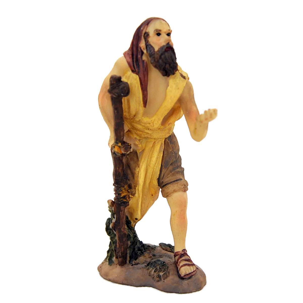 Statua cm.15 Mendicante con Bastone | Rossi Rosa