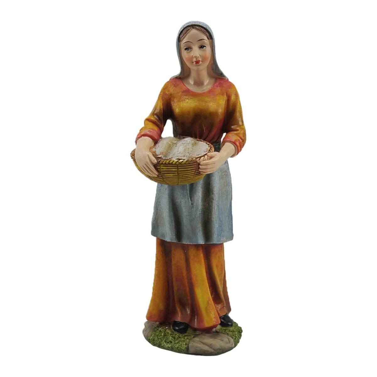 Statua cm.30 Donna con Cesta | Rossi Rosa