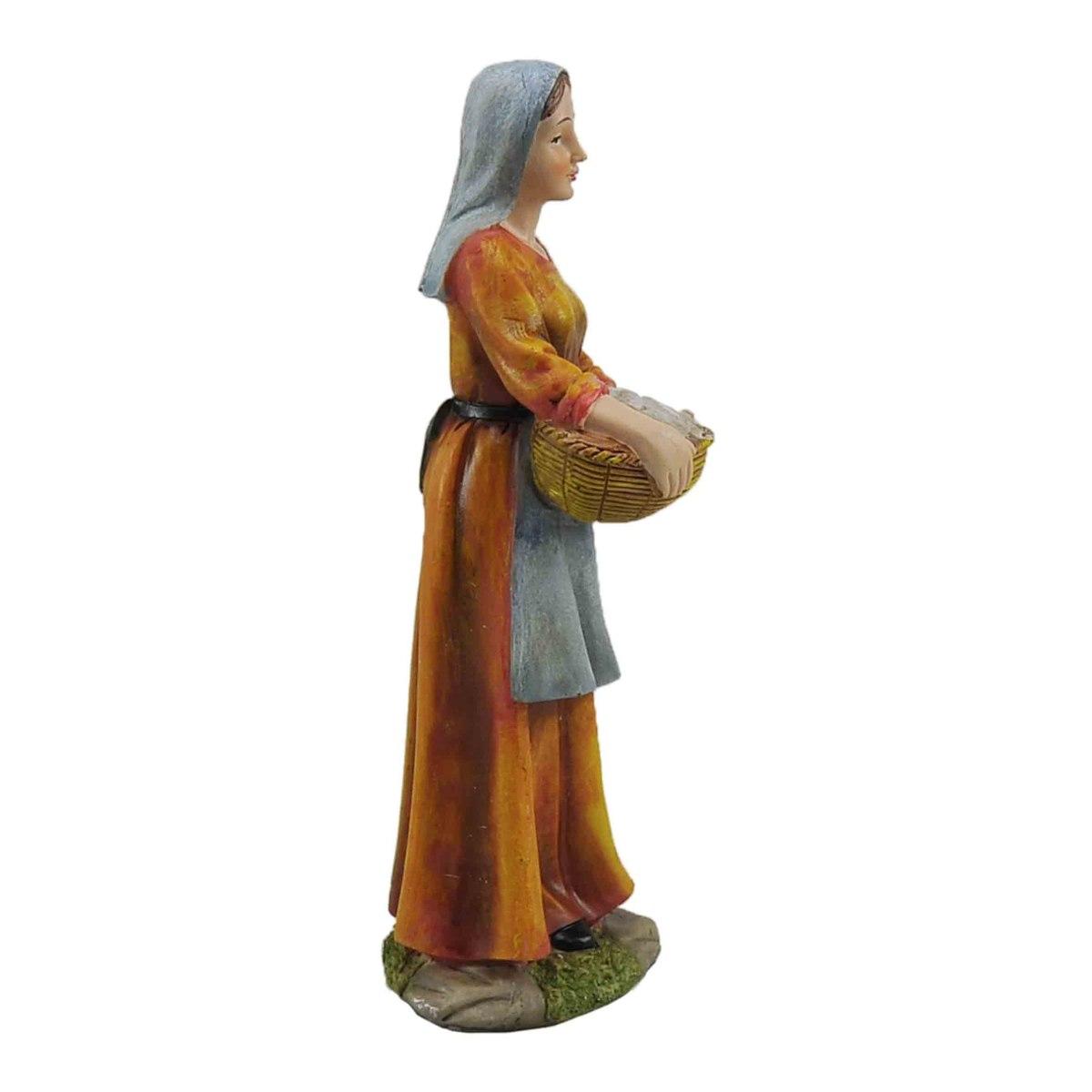 Statua cm.30 Donna con Cesta | Rossi Rosa