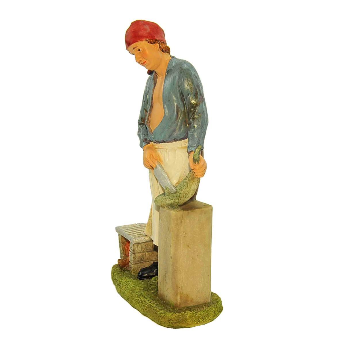 Statua cm.20 Pescivendolo con Banco Lavoro | Rossi Rosa