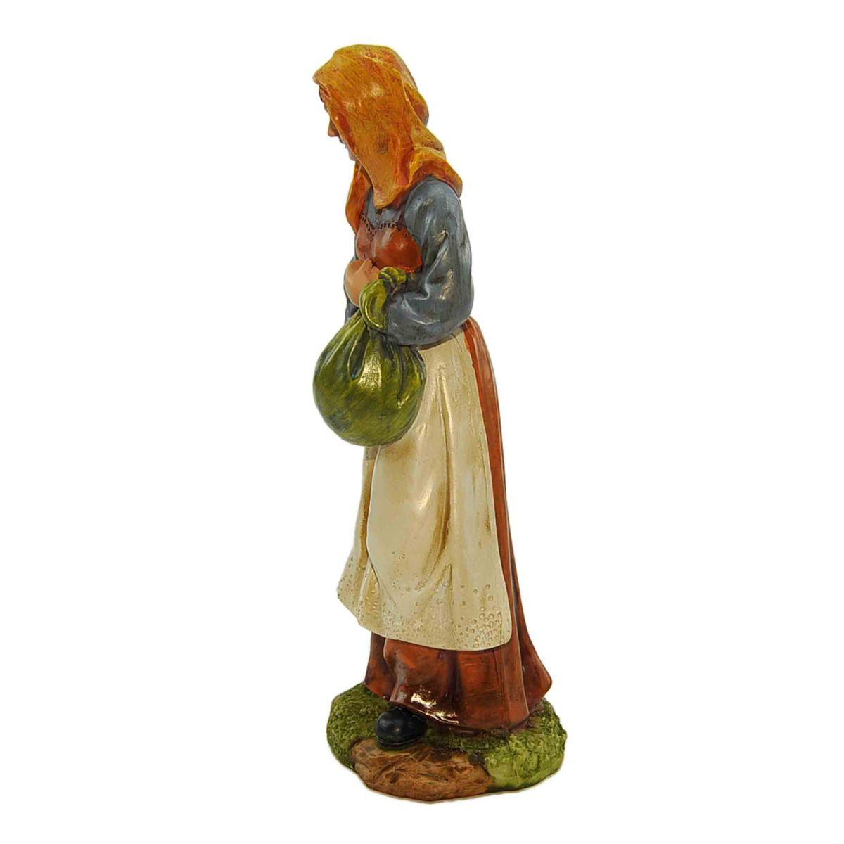 Statua cm.20 Donna con Sacco | Rossi Rosa