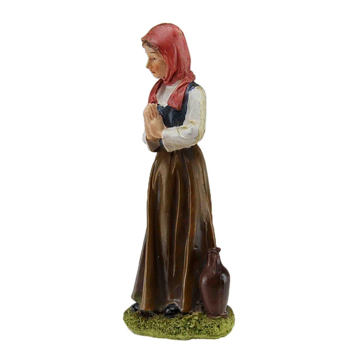 Statua cm.15 Donna con Anfora e Mani Giunte | Rossi Rosa