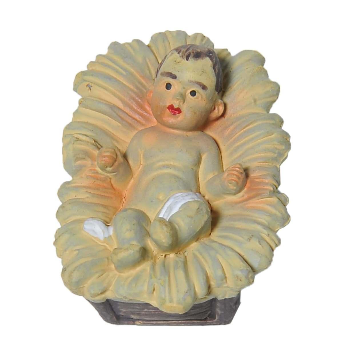 Statua Gesù Bambino cm.10 con Culla cm.4 | Rossi Rosa