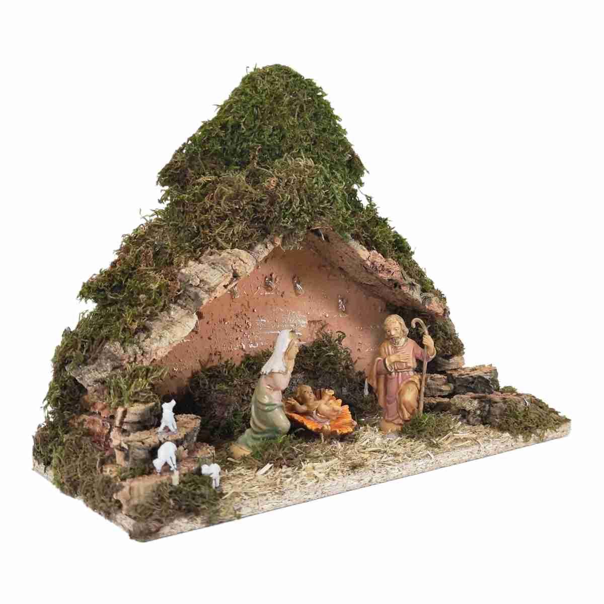 Capanna Legno con Luci Batteria Natività cm.33x14x25 | Rossi Rosa