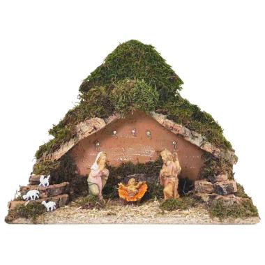 Capanna Legno con Luci Batteria Natività cm.33x14x25 | Rossi Rosa