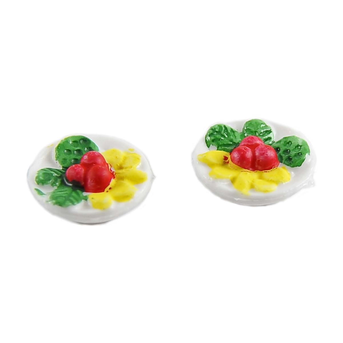 Piatto con Cibo cm.Ø2,5 Set pz.2 | Rossi Rosa