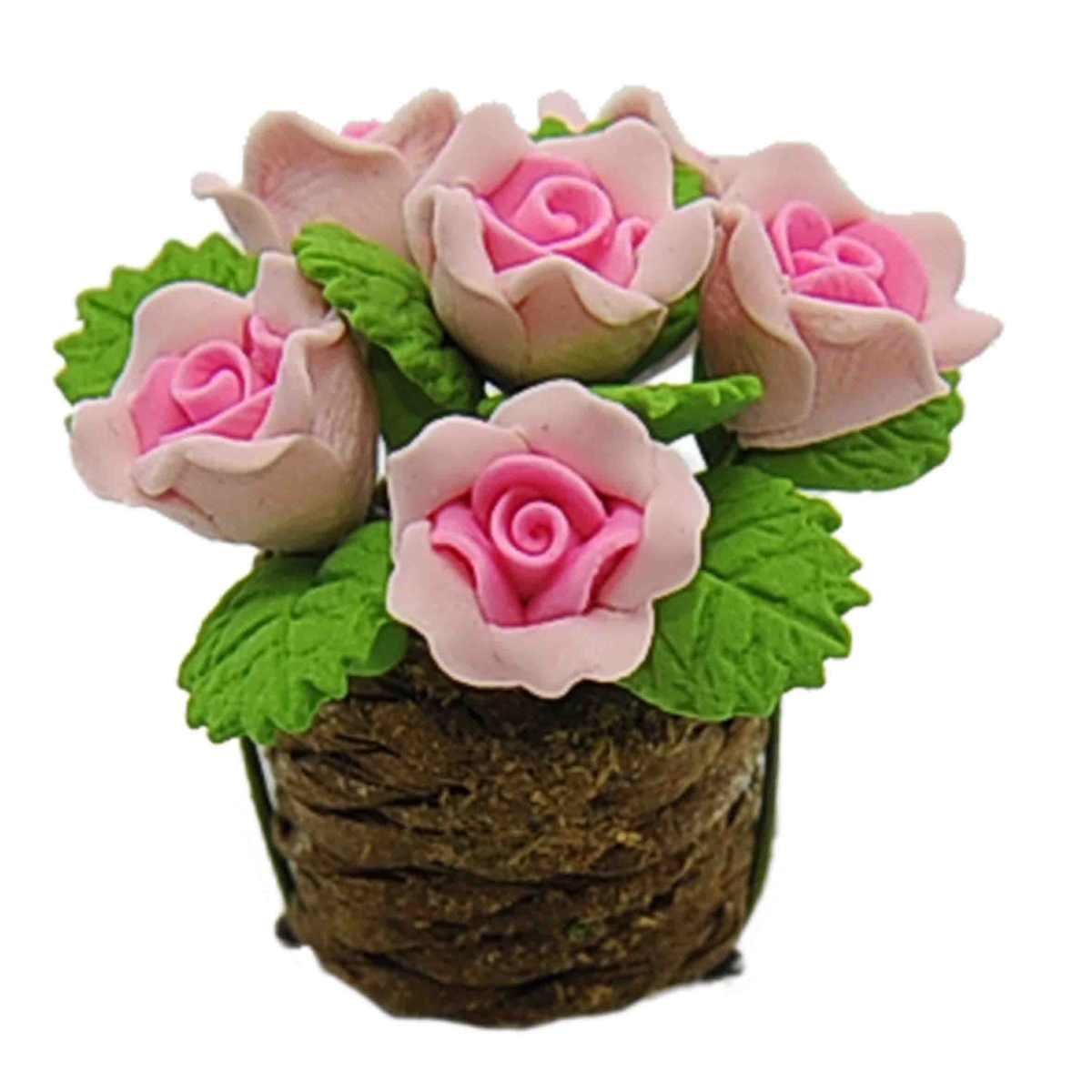 Vasetto con Fiori Rosa cm.Ø3xH3 | Rossi Rosa