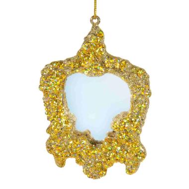 Pallina Natale Specchio Oro Glitter cm.8x8 |Moranduzzo