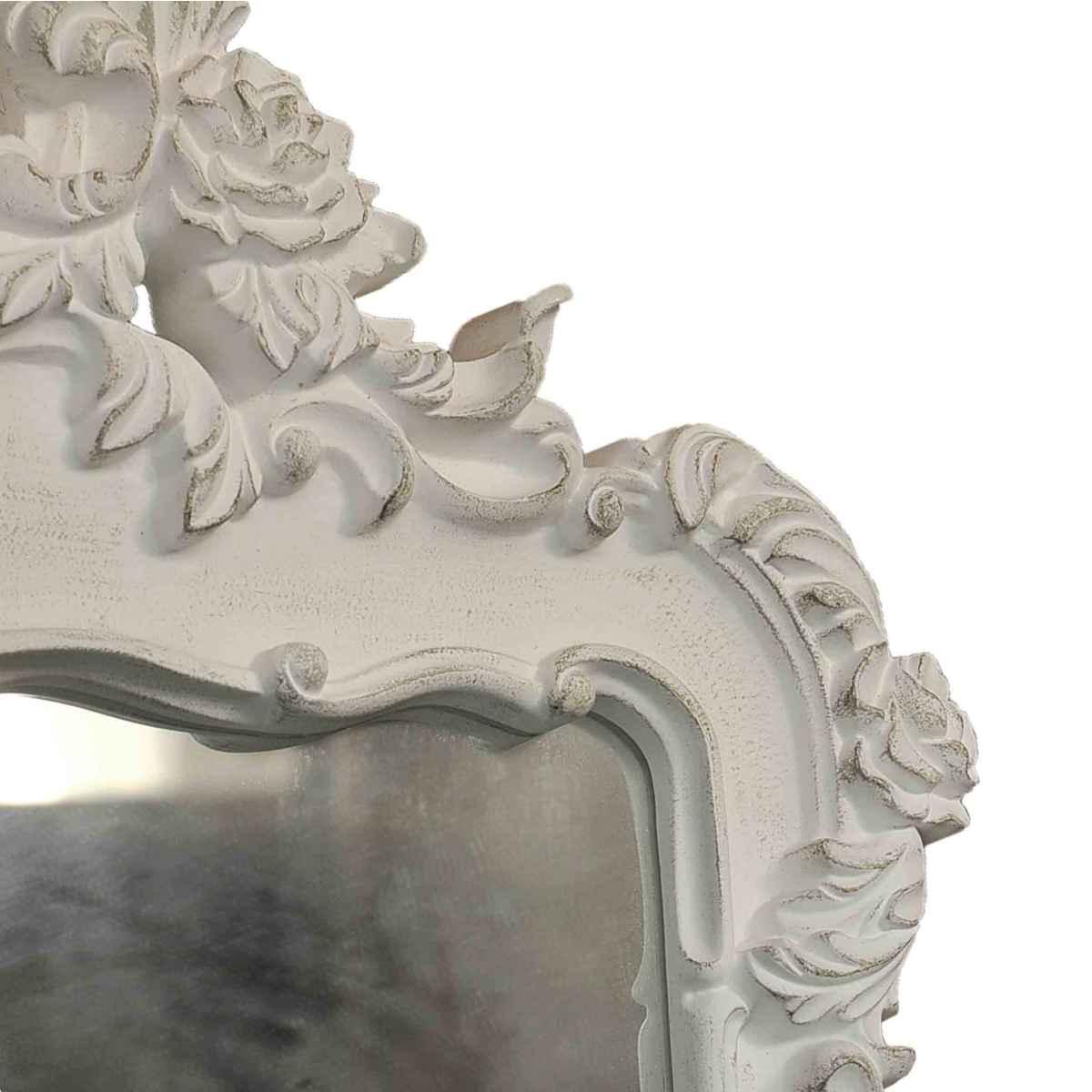 Specchio Da Muro Legno 63x5,3x100 Bianco Ricamo