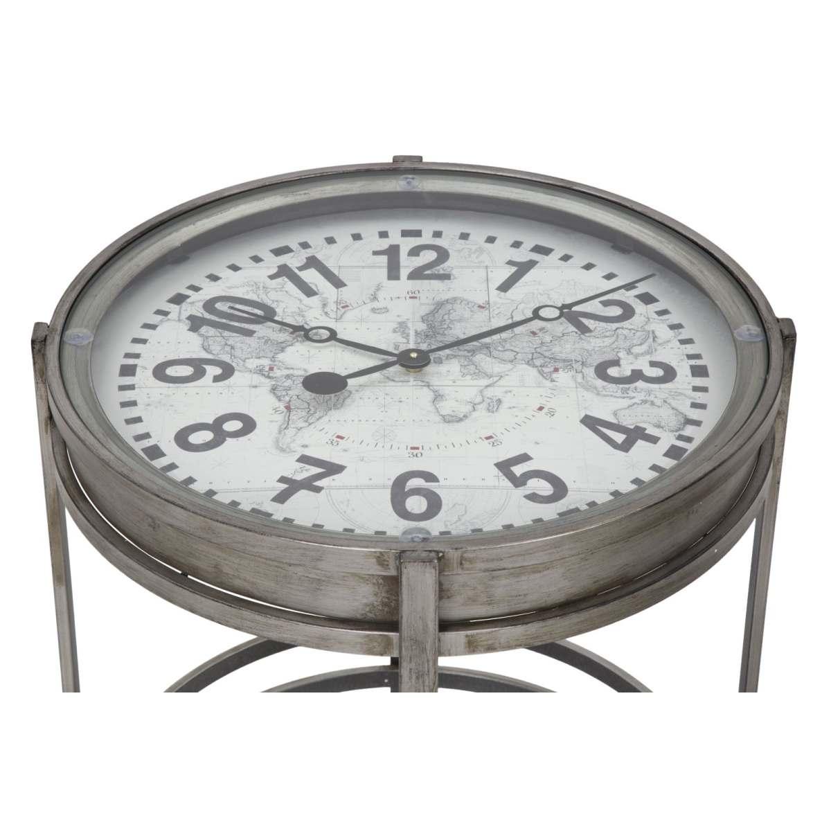 Tavolo Mondo Metallo Con Orologio cm.Ø42xh54