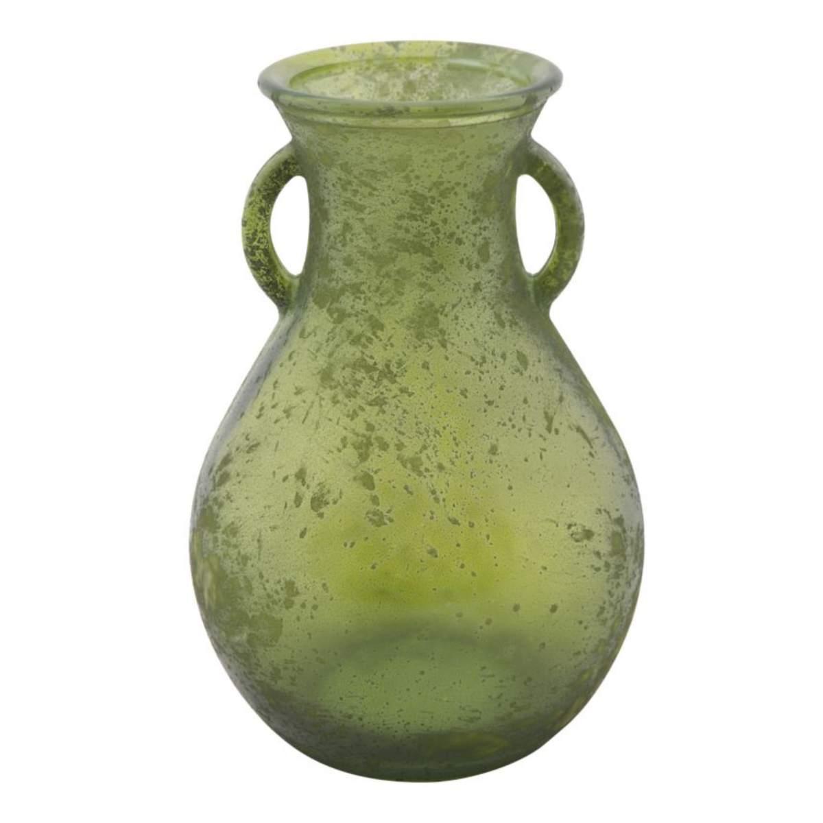 Vaso Vetro Anfora Verde cm.Ø15x24