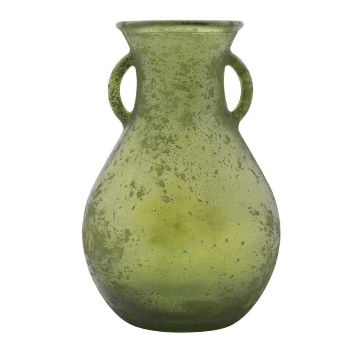 Vaso Vetro Anfora Verde cm.Ø15x24