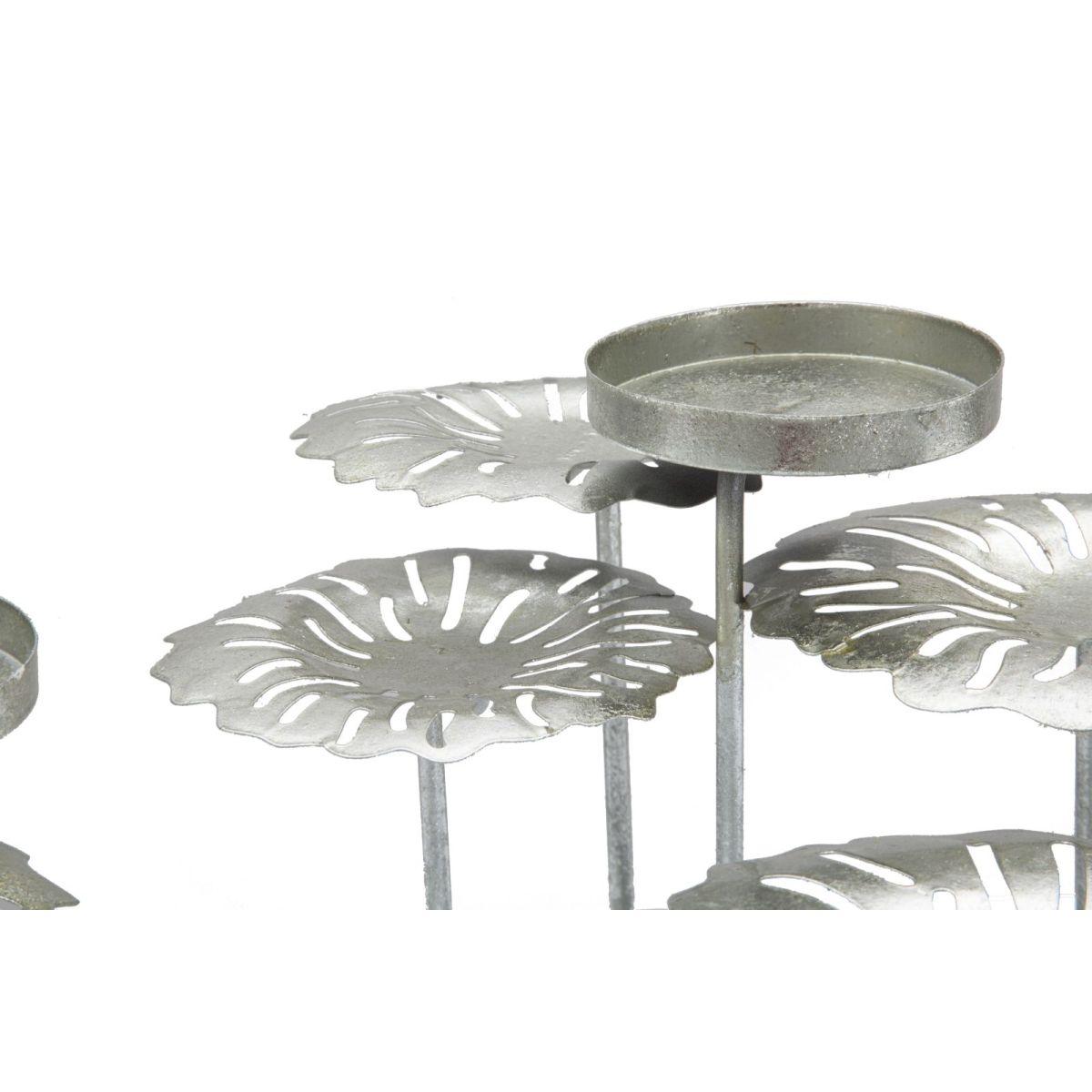 Portacandela 5 Posto Natale Metallo Aregento cm.37,5x33,5xh15