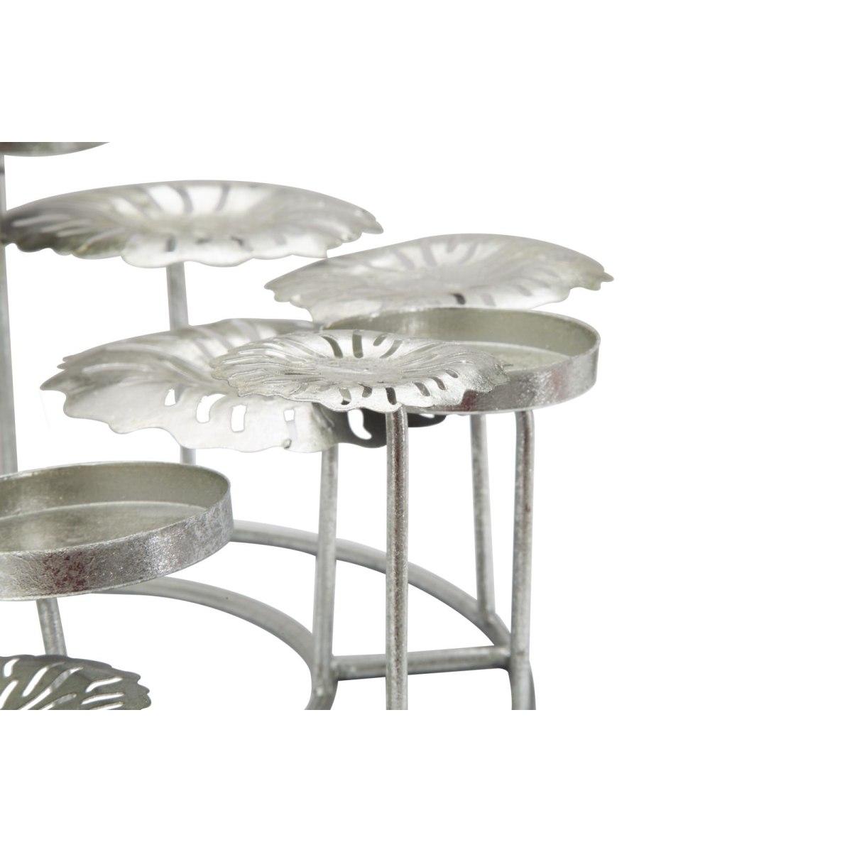 Portacandela 5 Posto Natale Metallo Aregento cm.37,5x33,5xh15