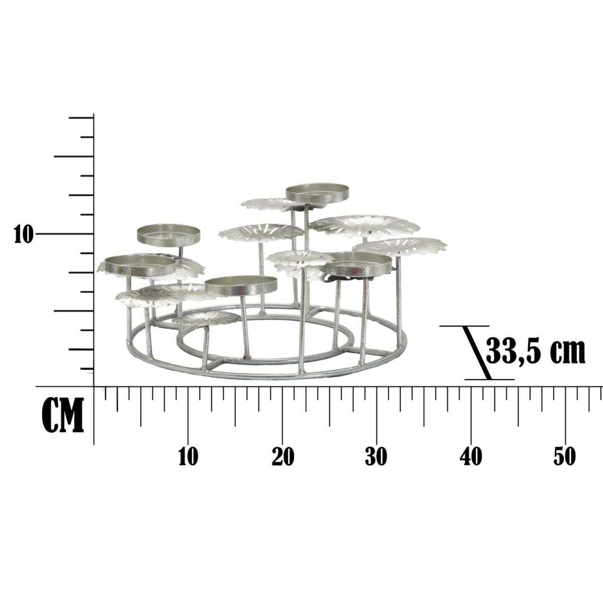 Portacandela 5 Posto Natale Metallo Aregento cm.37,5x33,5xh15