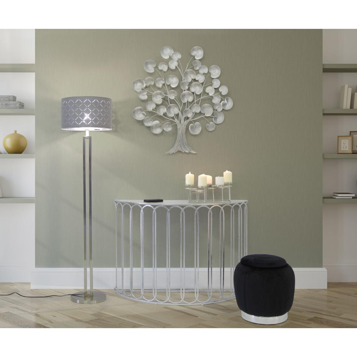 Portacandela 5 Posto Natale Metallo Aregento cm.41x20xh15