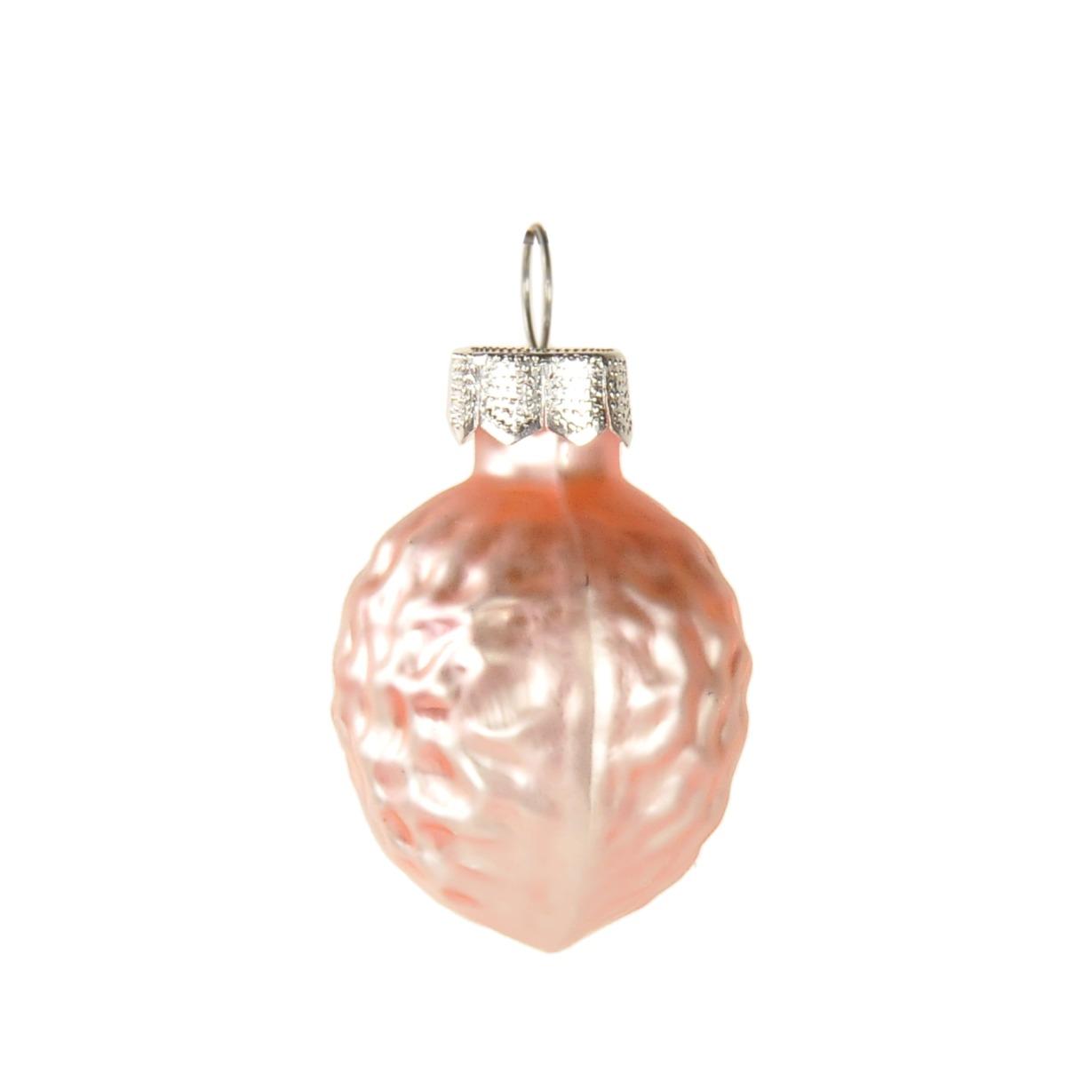 Pallina Natale Vetro cm.3 Noce Bianca/Rosa pz.10