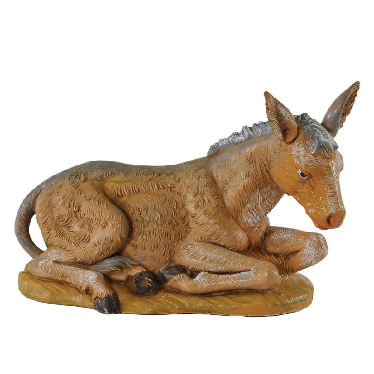 Statua presepe 30 cm asino sdraiato