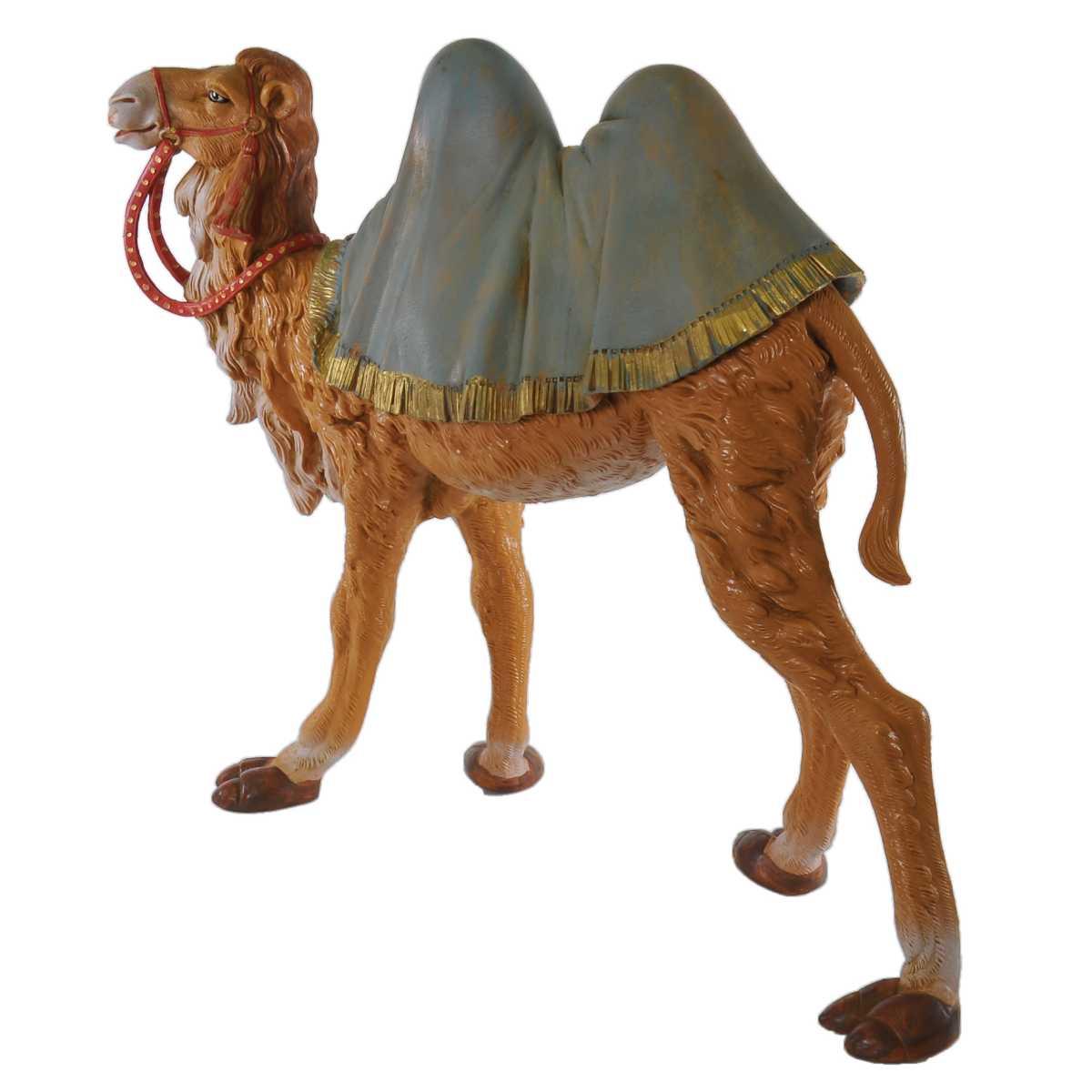 Statua presepe 30 cm cammello in piedi con coperta