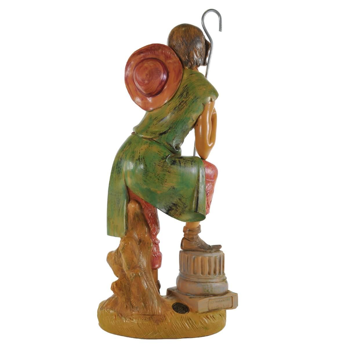 Statua presepe 30 cm pastore con bastone e cappello