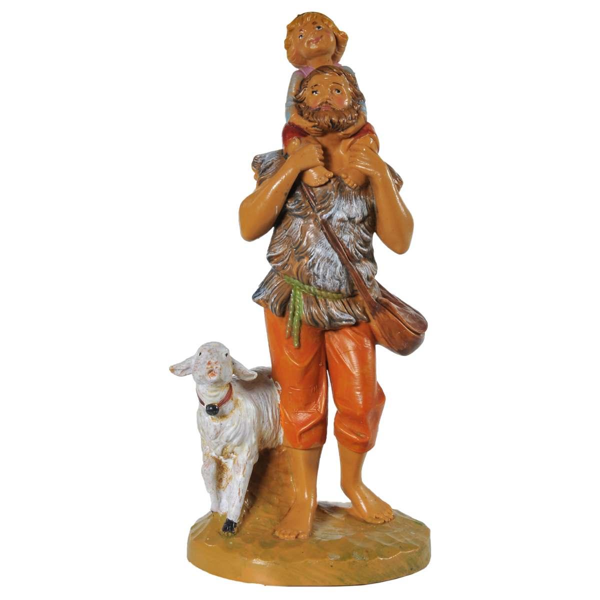 Statua cm.12 Jeshua e Adin Pastore con Bambino sulle Spalle | Fontanini