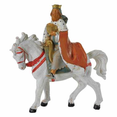 Statua presepe 12 cm re magio melchiorre con cavallo