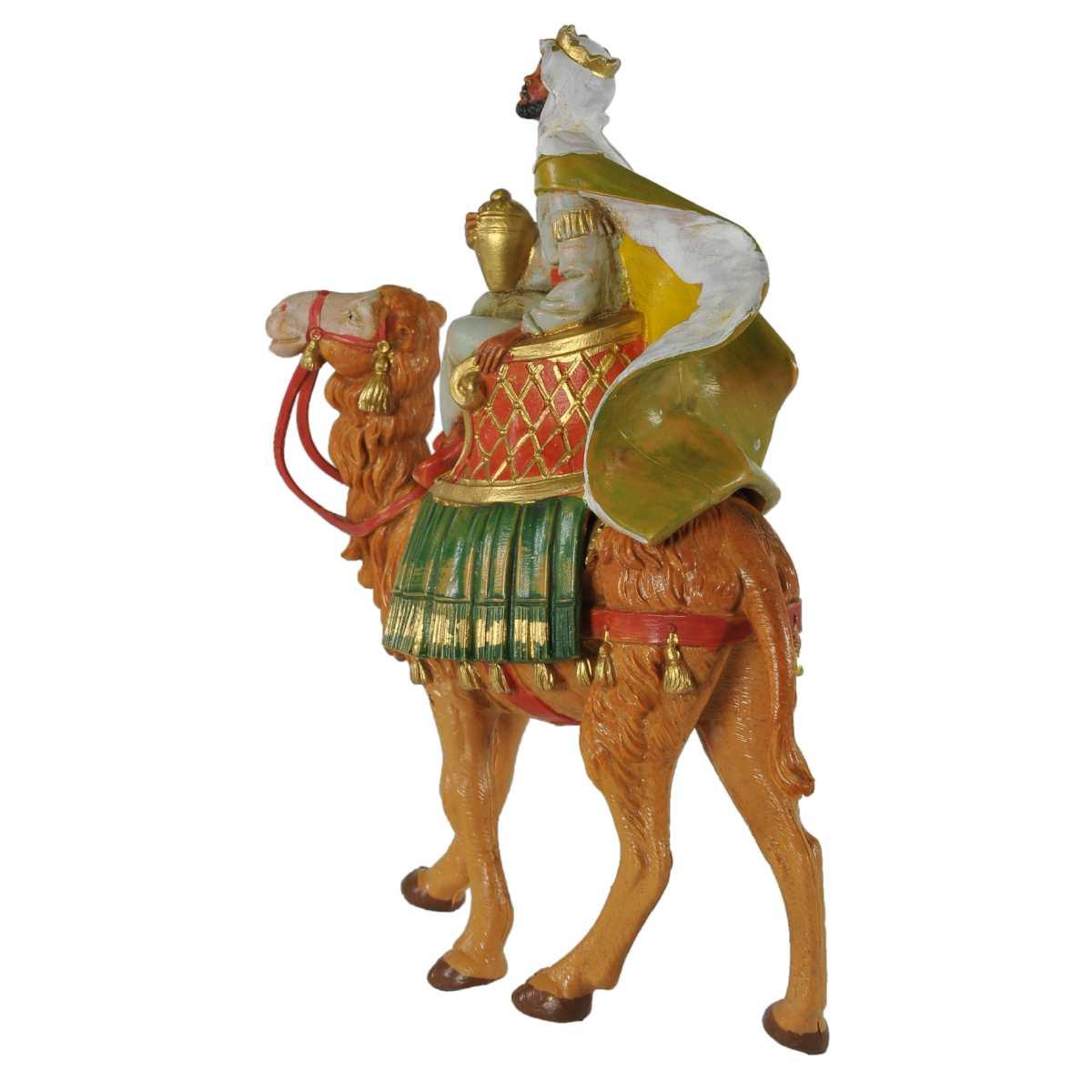 Statua presepe 12 cm re magio baldassarre con cammello
