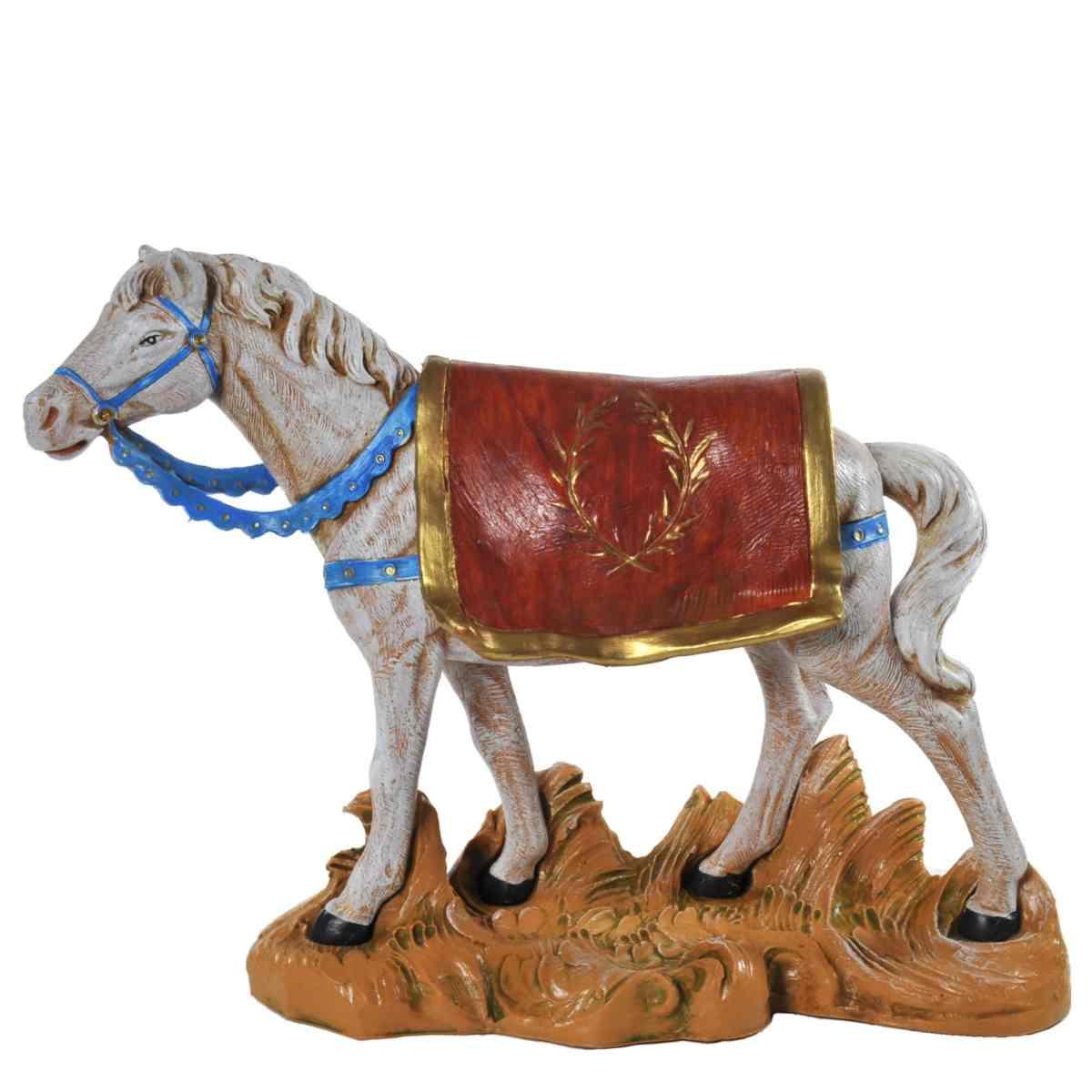 Statua cavallo bianco base Fontanini presepe 19 cm altezza 19 cm