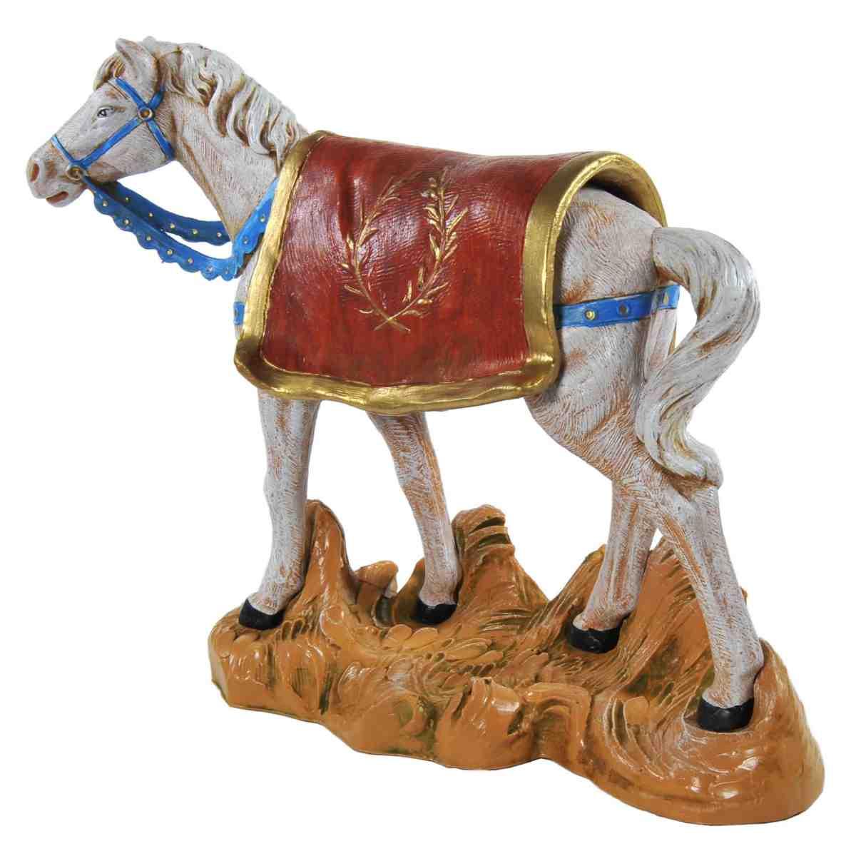 Statua cavallo bianco base Fontanini presepe 19 cm altezza 19 cm