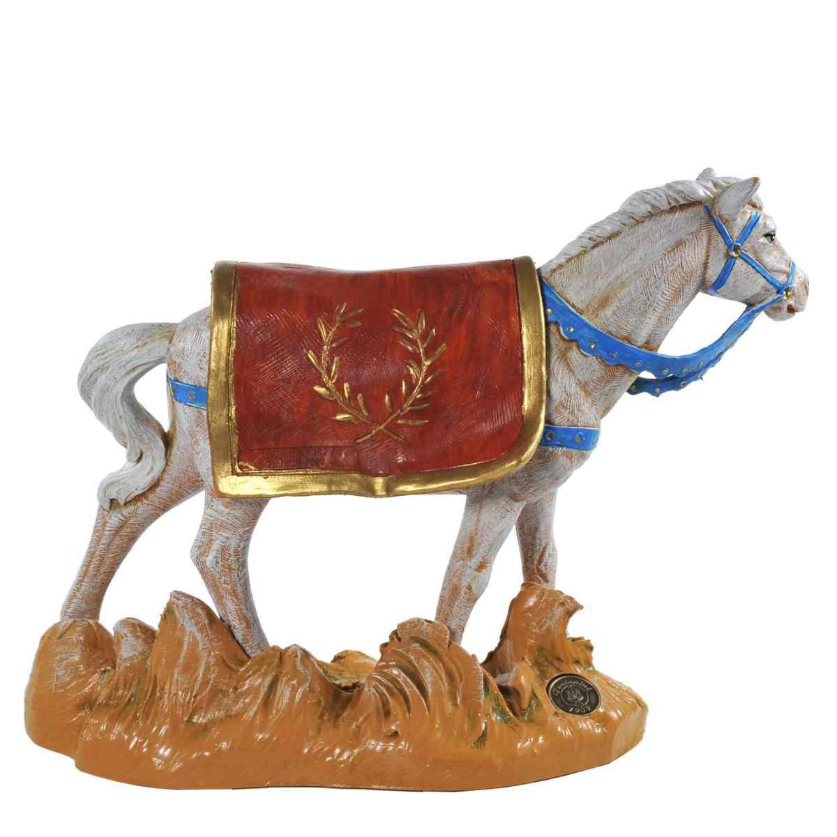 Statua cavallo bianco base Fontanini presepe 19 cm altezza 19 cm