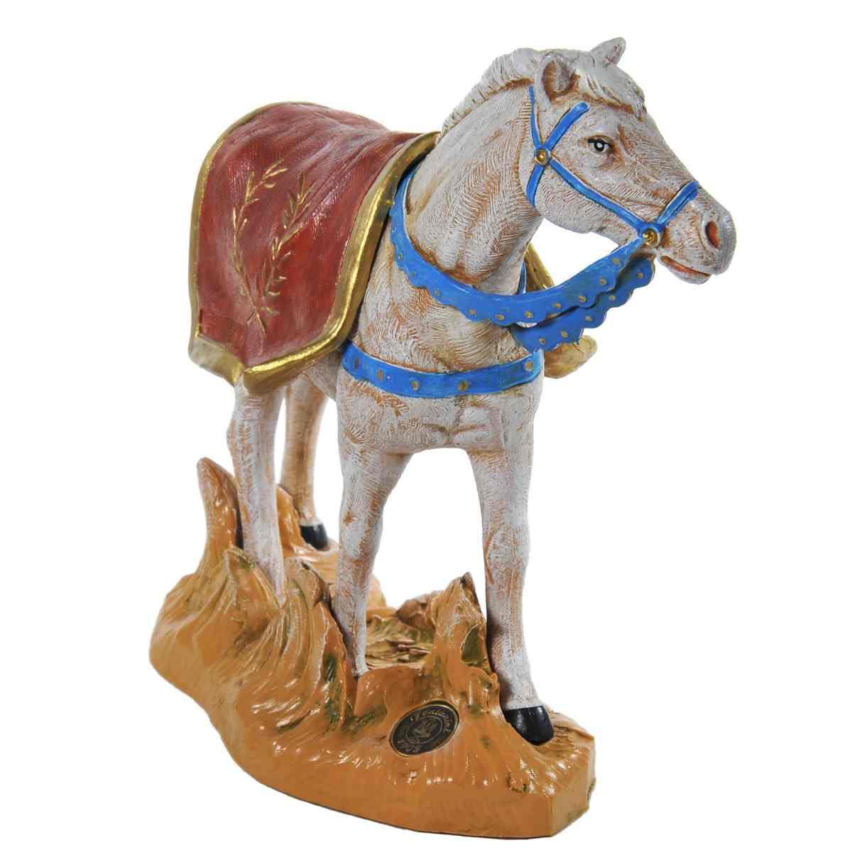 Statua cavallo bianco base Fontanini presepe 19 cm altezza 19 cm