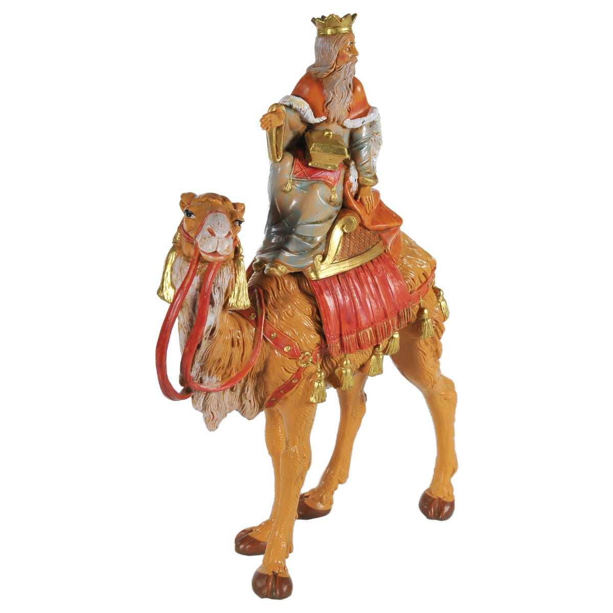Statua presepe 19 cm re magio melchiorre con cammello