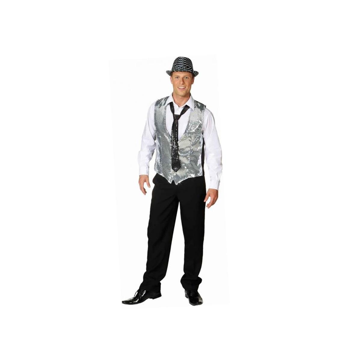 Costume Gilet con Paillettes Argento |Orlob
