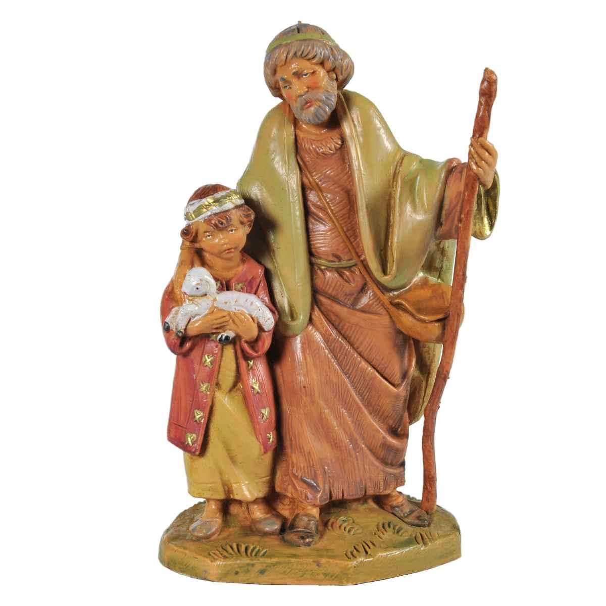 Statua cm.12 Papa e Misham Pastore con Bambino e Agnello | Fontanini