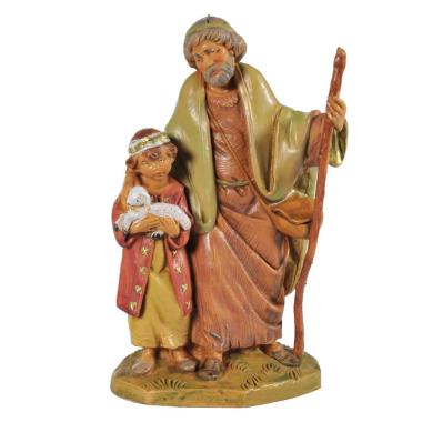 Statua cm.12 Papa e Misham Pastore con Bambino e Agnello | Fontanini
