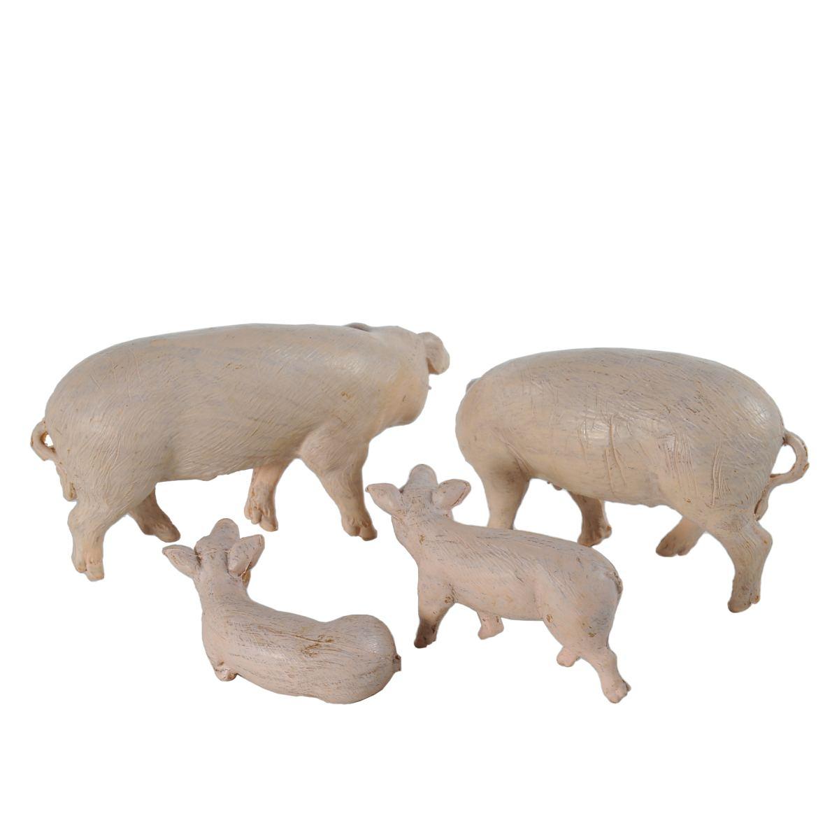 Statua presepe 12 cm famiglia di maiali set 4 pz