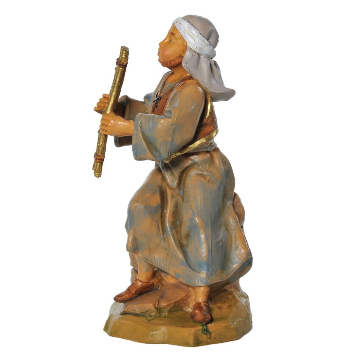 Statua presepe 12 cm pastore con il flauto