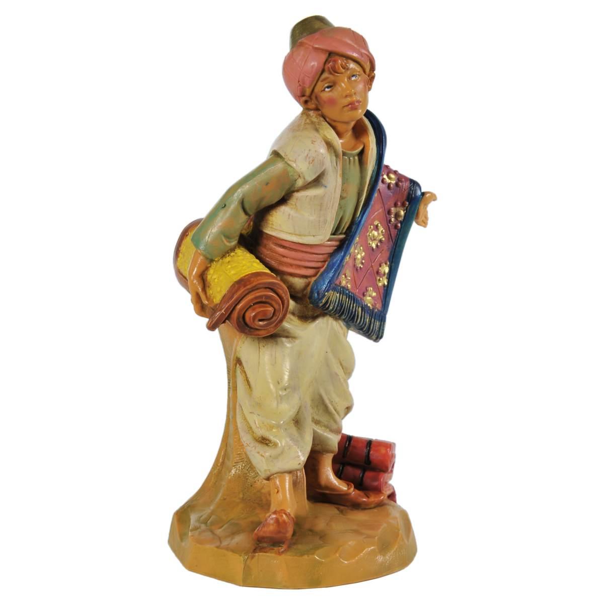 Statua presepe 12 cm pastore venditore di tappeti