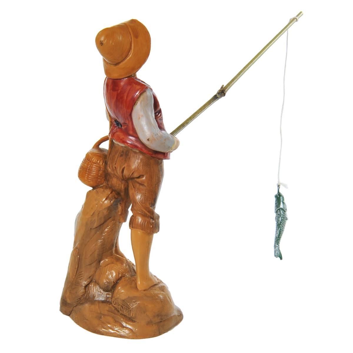 Statua presepe 12 cm pescatore con canna