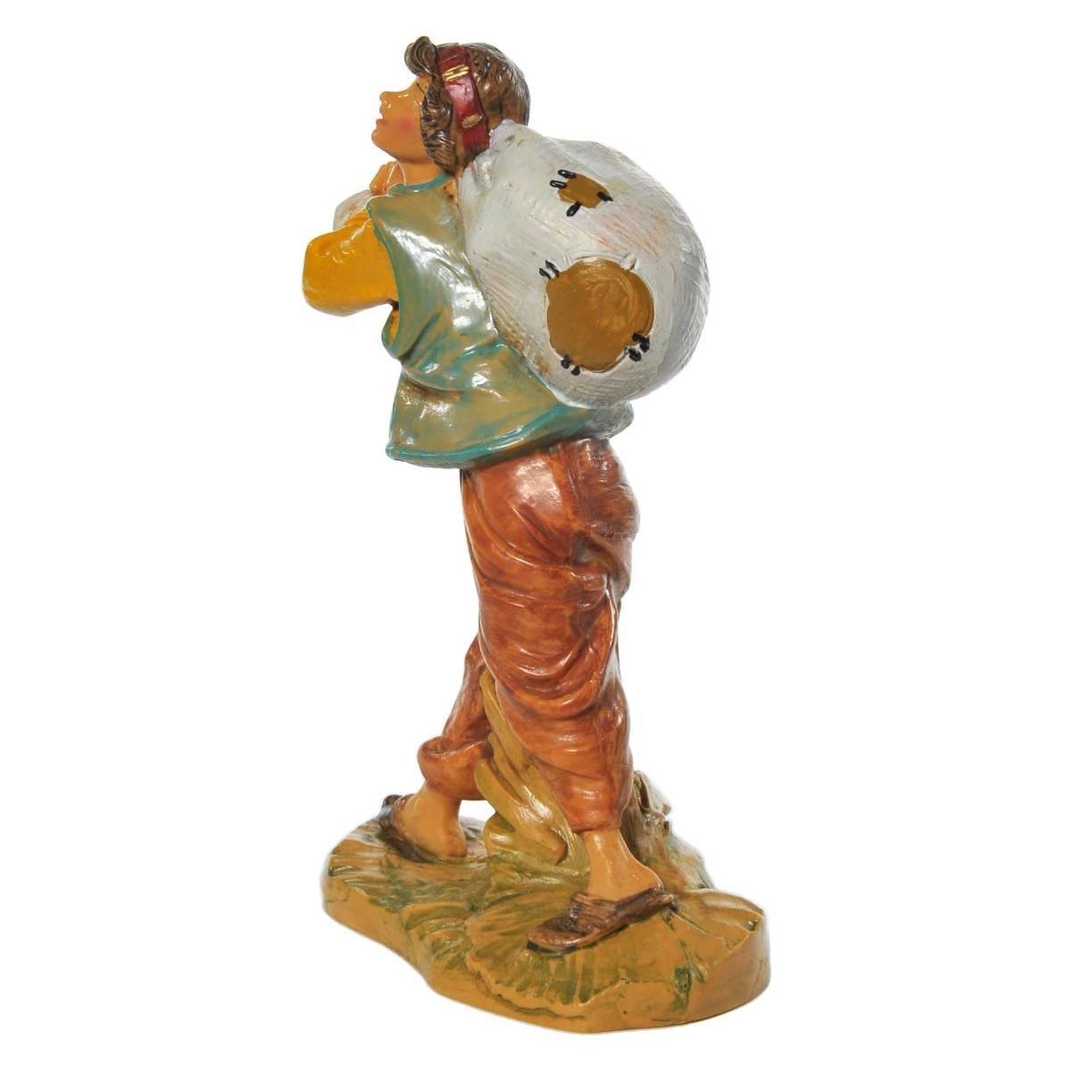 Statua presepe 12 cm pastorello con sacco sulle spalle