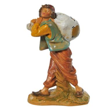 Statua presepe 12 cm pastorello con sacco sulle spalle