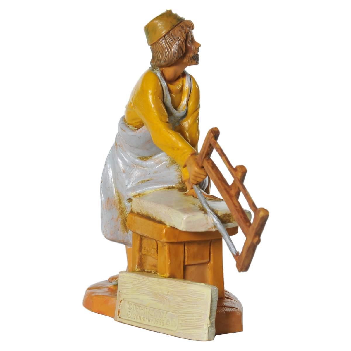 Statua presepe 12 cm falegname con banco e attrezzi