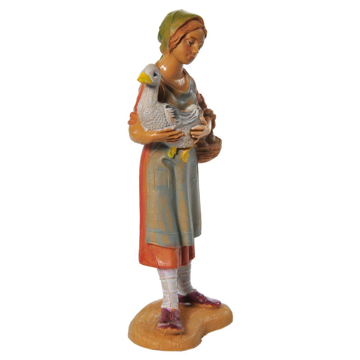 Statua cm.10 Pastorella con Oca | Fontanini