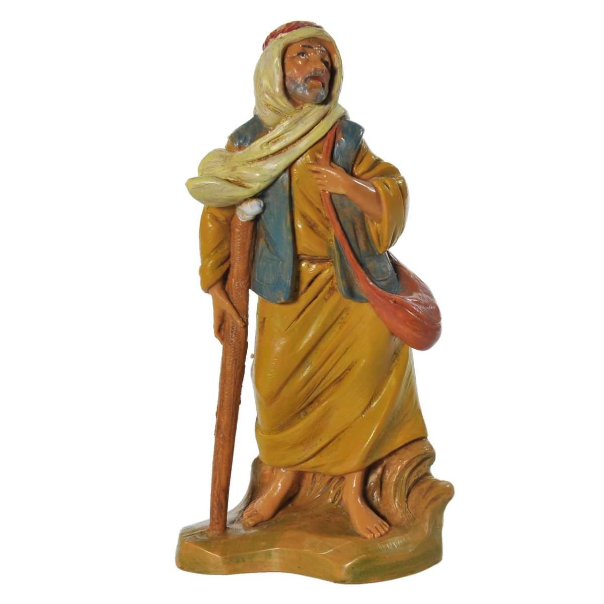 Statua presepe 12 cm pastore stampella