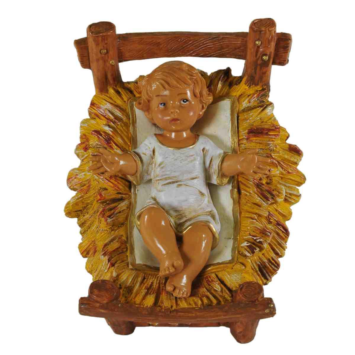 Statua cm.30 Gesù Bambino con Culla cm.11x8,5xH14,5 | Fontanini