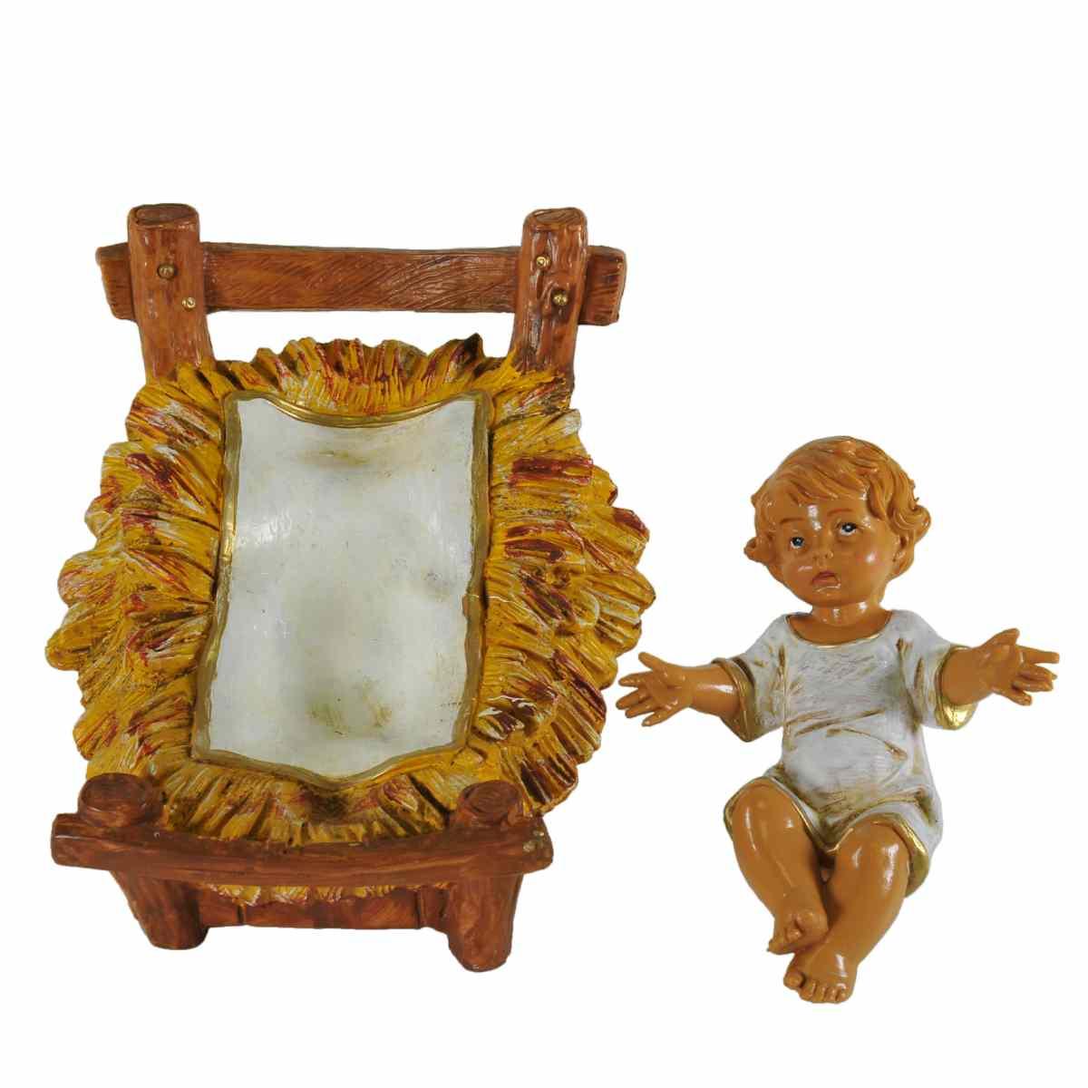 Statua cm.30 Gesù Bambino con Culla cm.11x8,5xH14,5 | Fontanini
