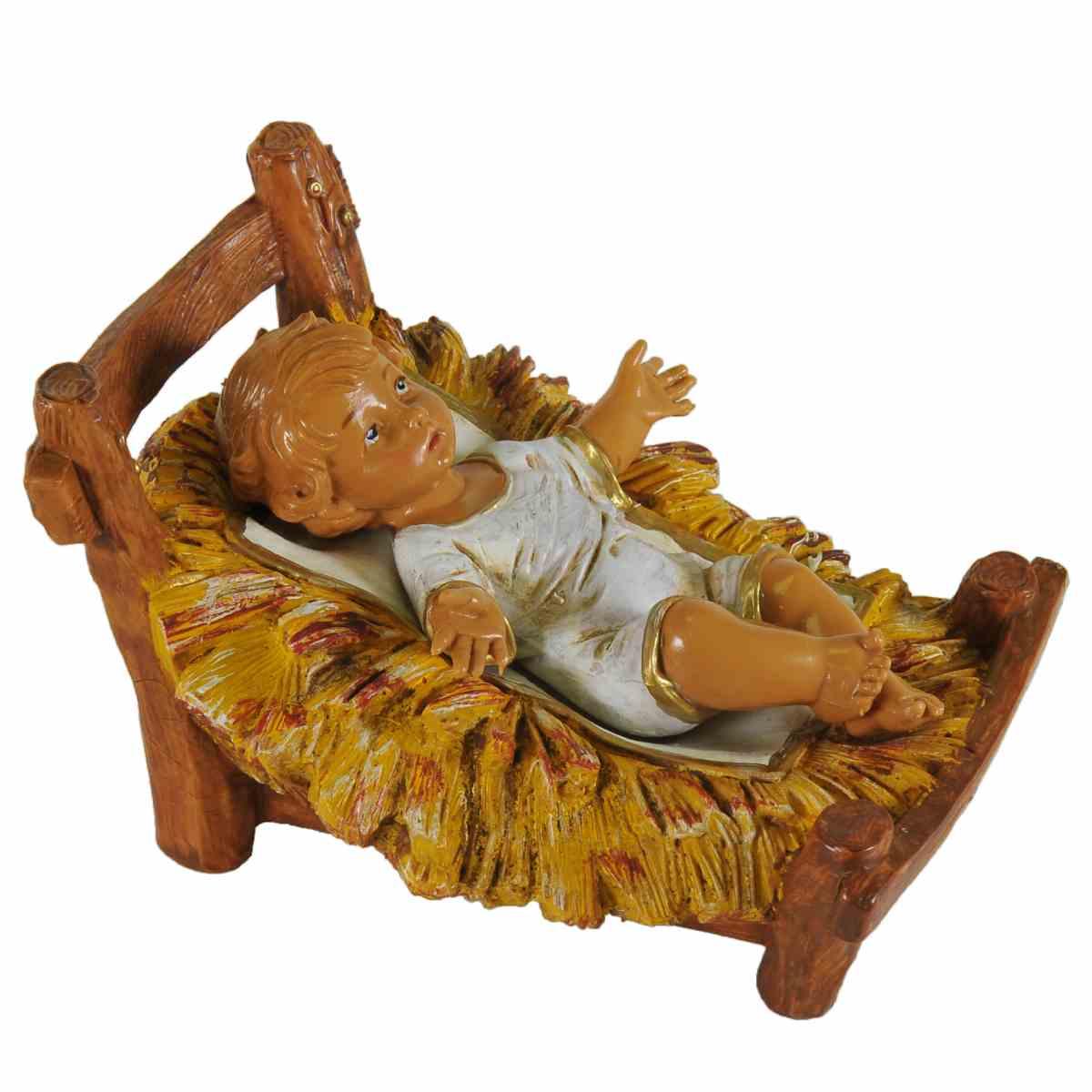 Statua cm.30 Gesù Bambino con Culla cm.11x8,5xH14,5 | Fontanini